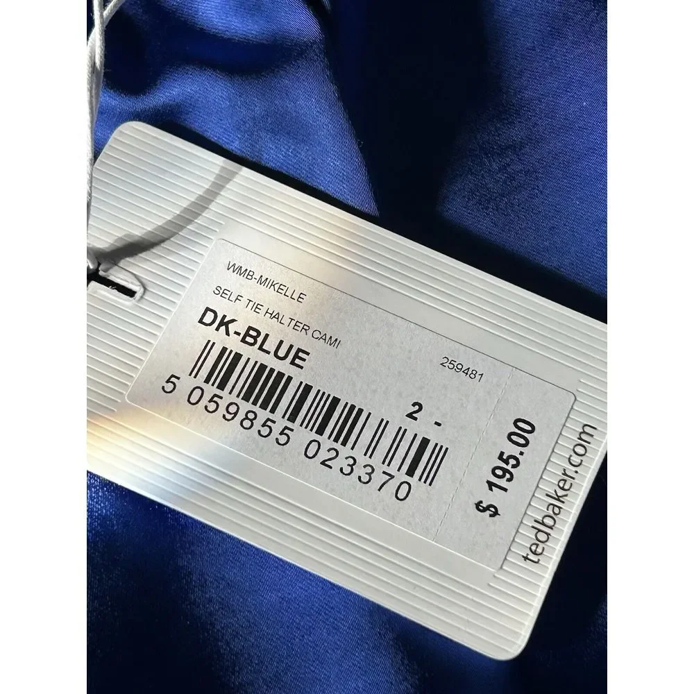 Ted Baker London NWT Women's MIKELLE Self Tie Halter Cam Dark Blue Size 2 $198 - Picture 10 of 11